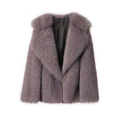 Weiße Kunstpelzjacke Damen Langärmlig