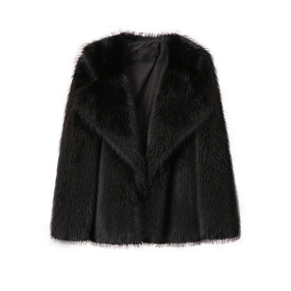 Weiße Kunstpelzjacke Damen Langärmlig