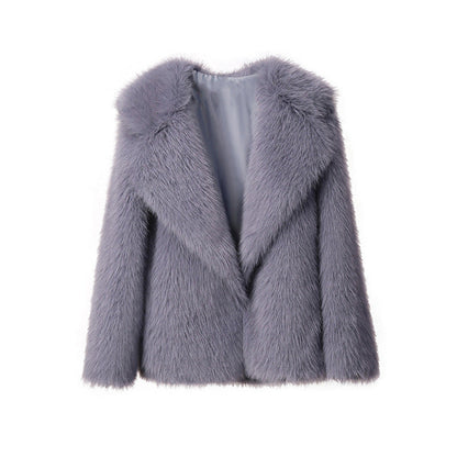 Weiße Kunstpelzjacke Damen Langärmlig