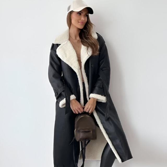 Winterjacke Aus Kunstleder Mit Weichem Fleecefutter