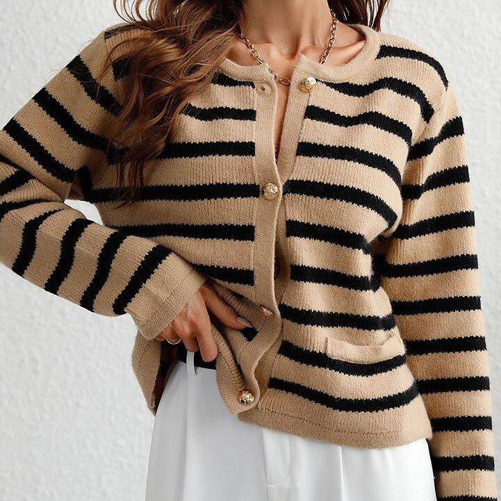 Women's Cardigan Striped Soft and Comfortable