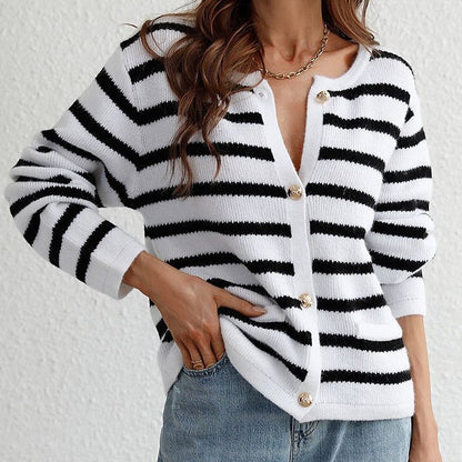 Women's Cardigan Striped Soft and Comfortable