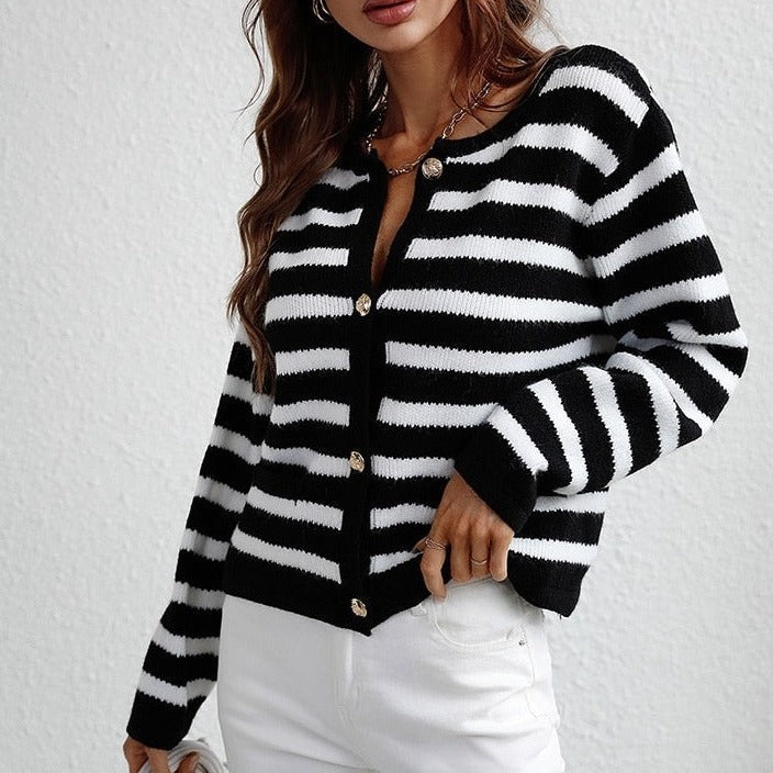 Women's Cardigan Striped Soft and Comfortable