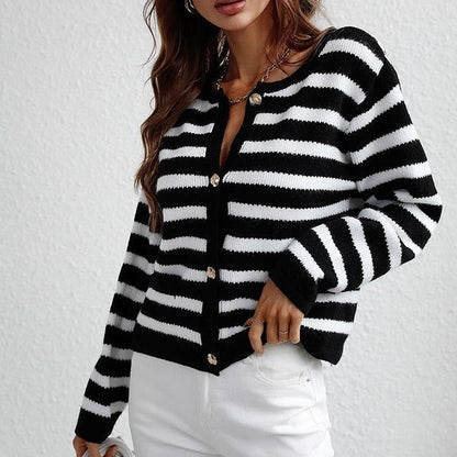 Women's Cardigan Striped Soft and Comfortable