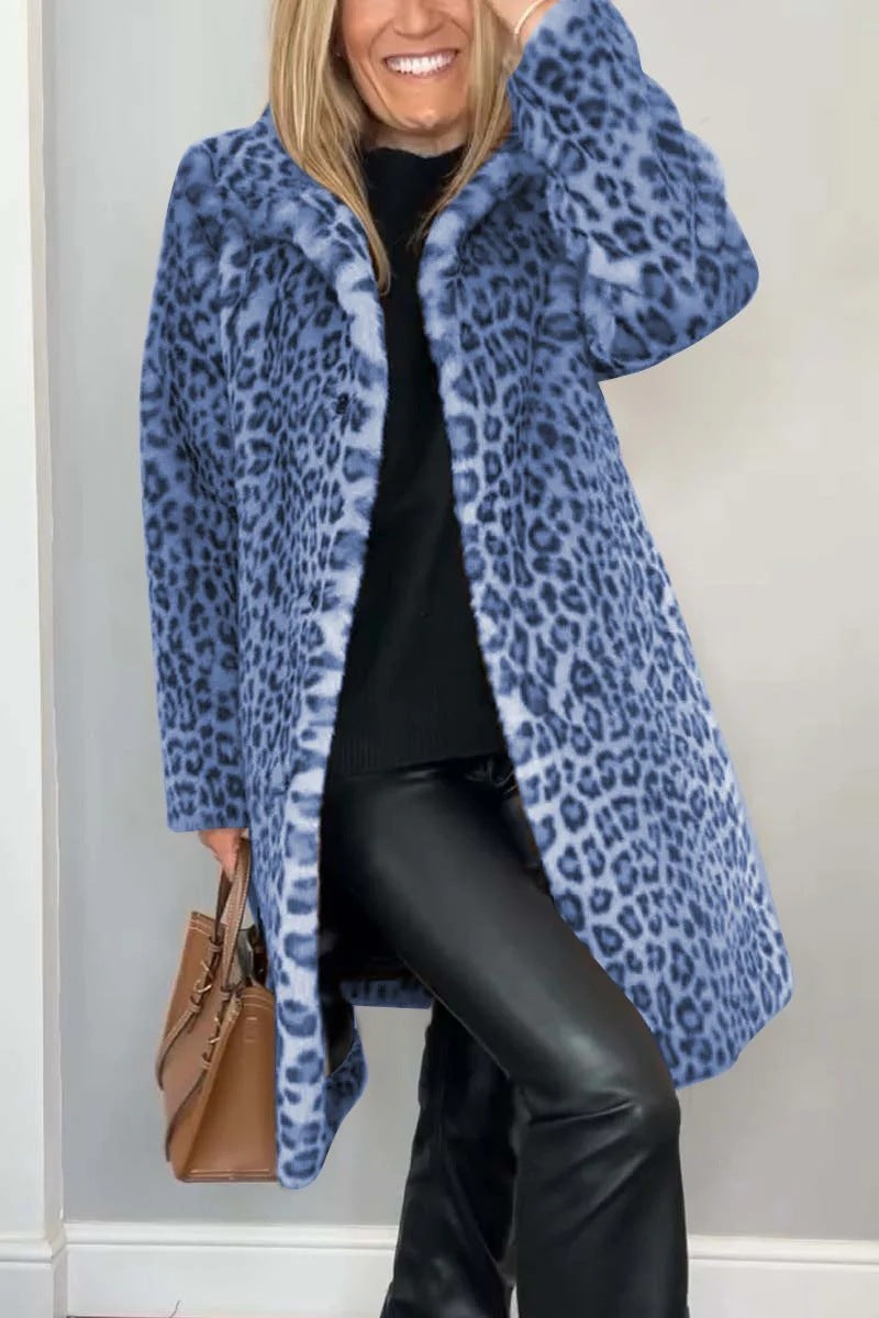 Elegant Women's Winter Jacket Leopard Print Trendy
