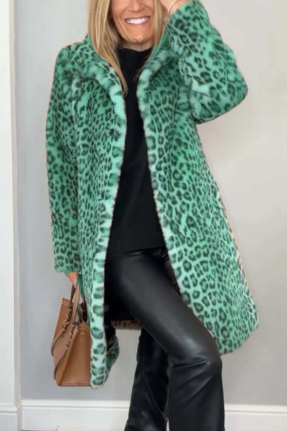 Elegant Women's Winter Jacket Leopard Print Trendy