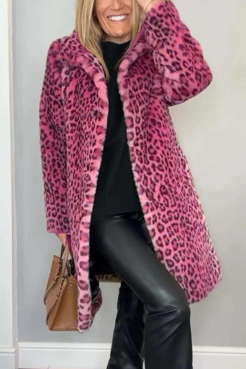 Elegant Women's Winter Jacket Leopard Print Trendy