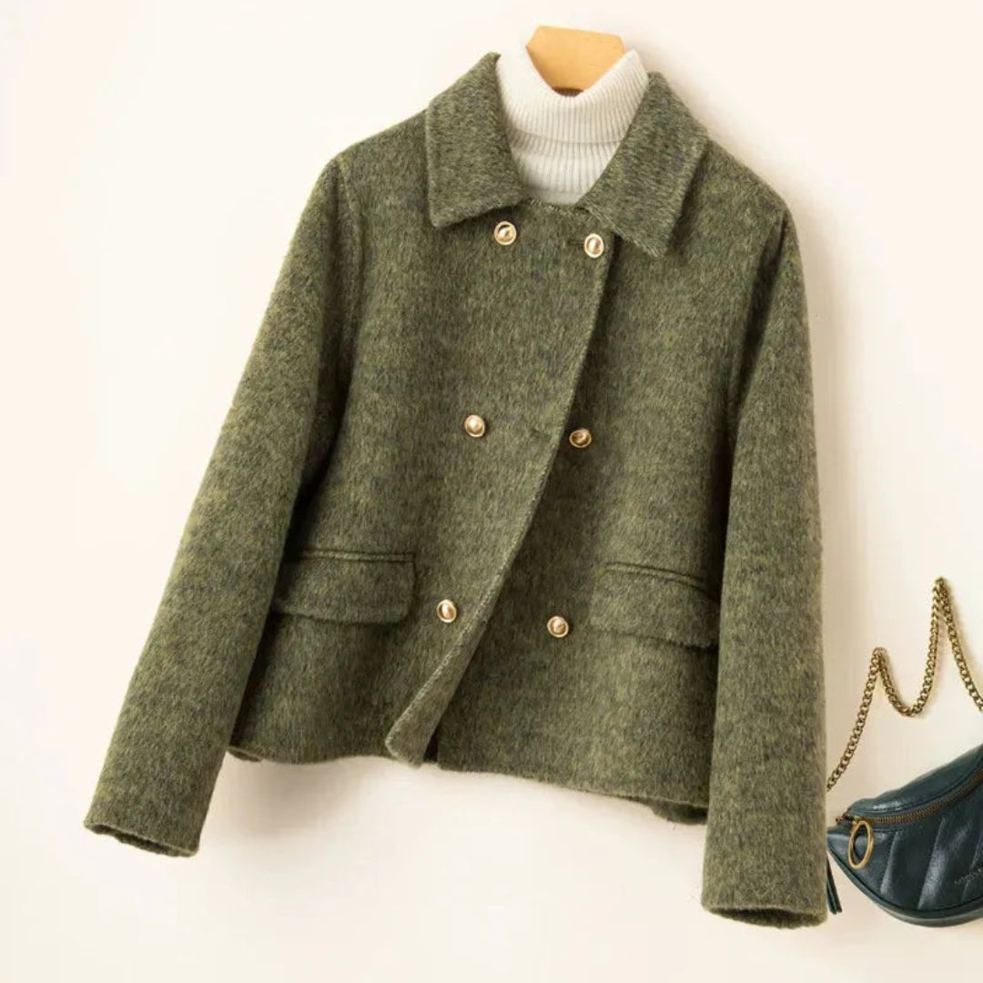 Elegant wool coat doll collar luxury buttons