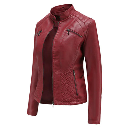 Elegante Lederjacke Damen Modern Zeitlos - IdealeKleiden