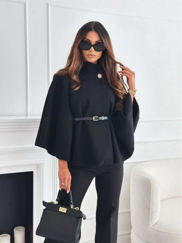 Women's Cape Coat Elegant Design Stand-Up Collar