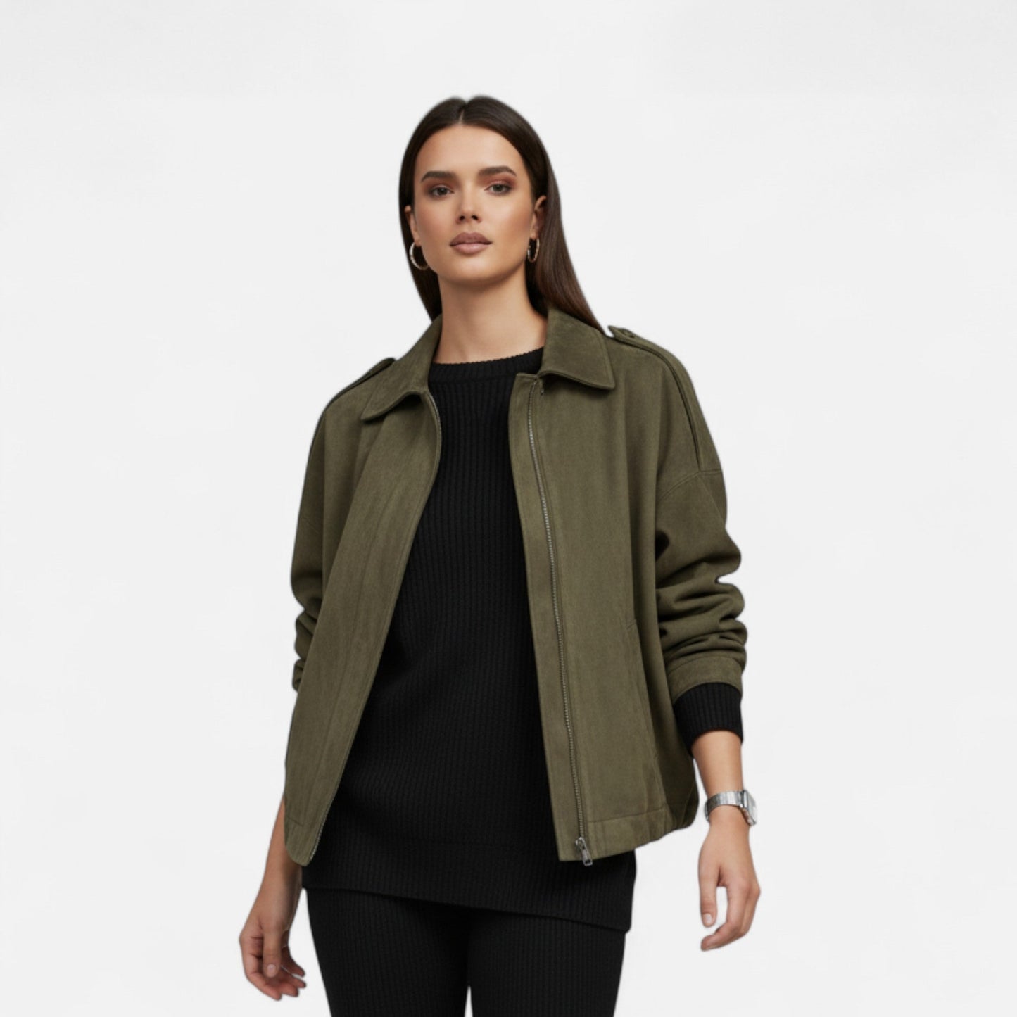 Elegante Damen Wildleder Jacke Trendy - IdealeKleiden