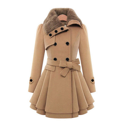 Elegant Wool Trench Coat Women's Winter Coat
