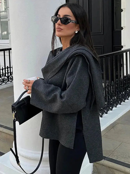 Ella Cape-Jacke Damen Elegant Überwurf - IdealeKleiden
