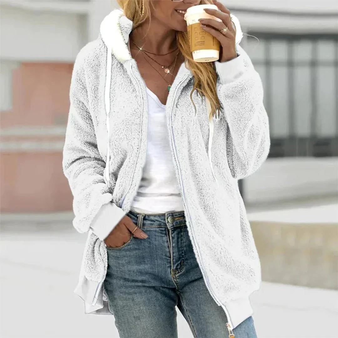 Soft Women's Teddy Jacket With Warm Hood