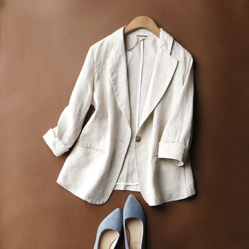 Elegant Linen Blazer for Women Minimal Chic