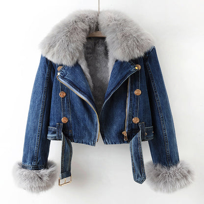 Stylish Women's Denim Parka