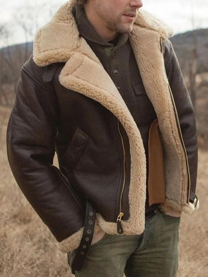 Luxury Leather Jacket Vintage Style Lambskin Effect