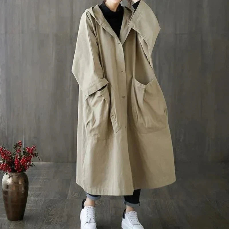 Elegant Trench Coat Long Oversized Hood