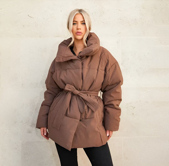 Oversized Puffer Jacket with Collar Winter Coat