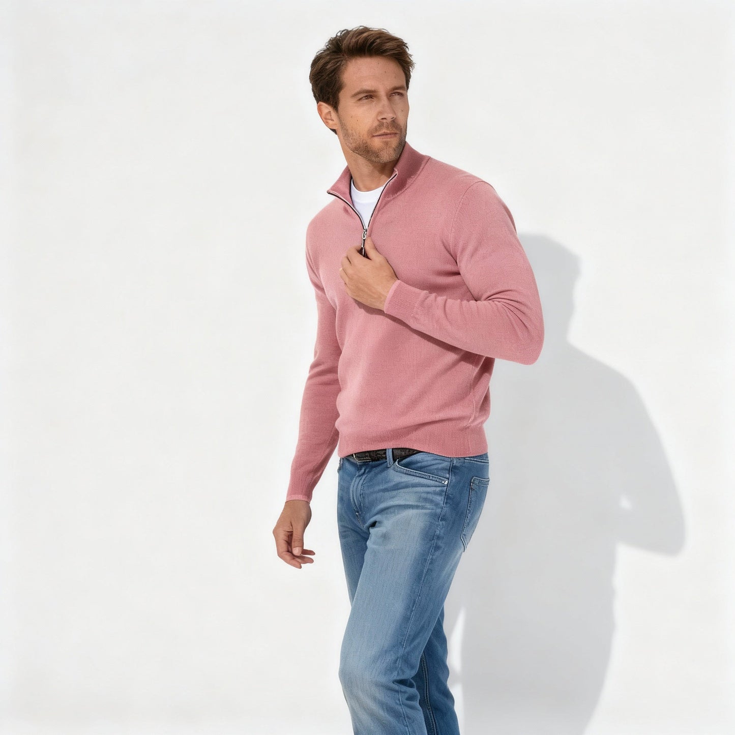 Fashionable V-Neck Pullover Zip
