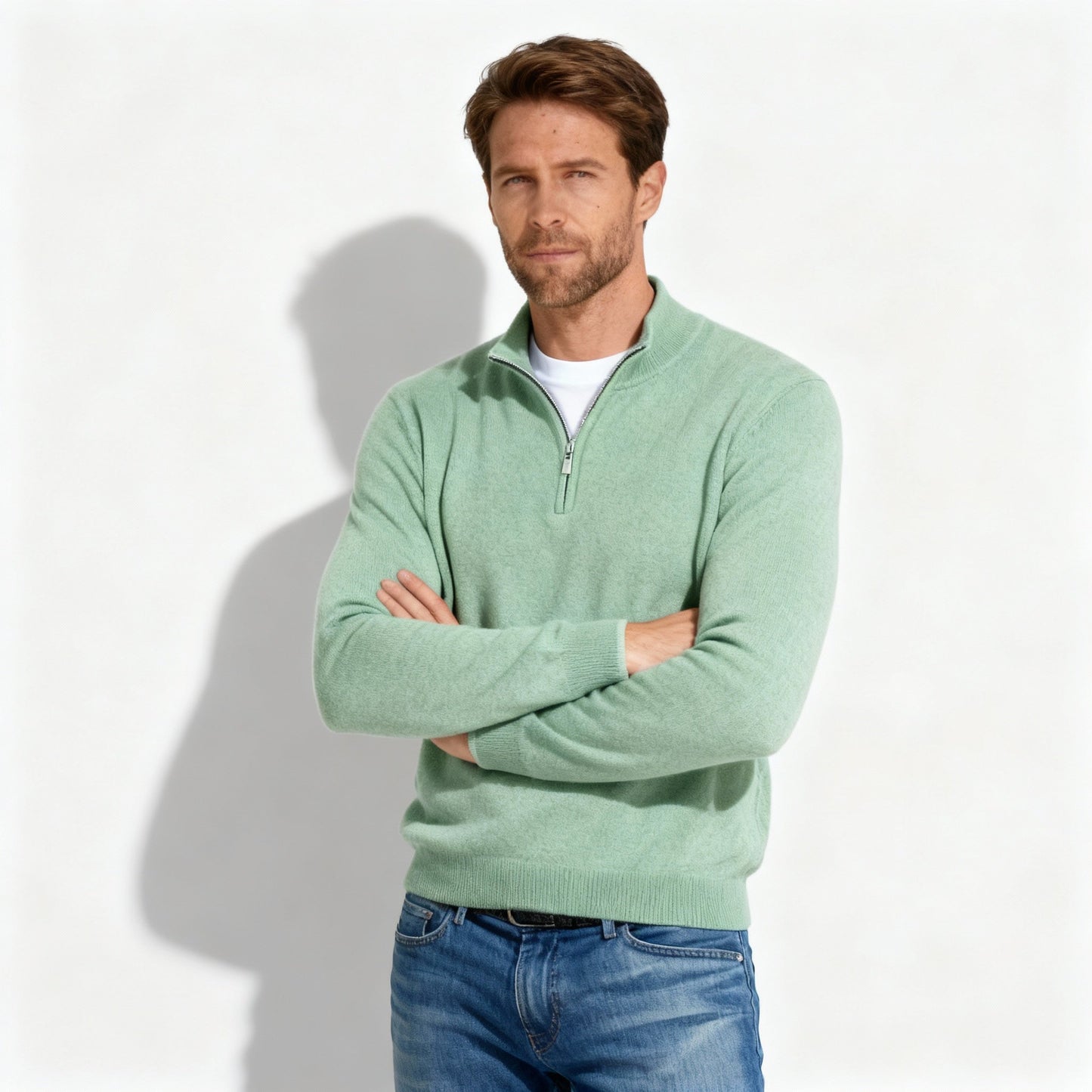 Fashionable V-Neck Pullover Zip