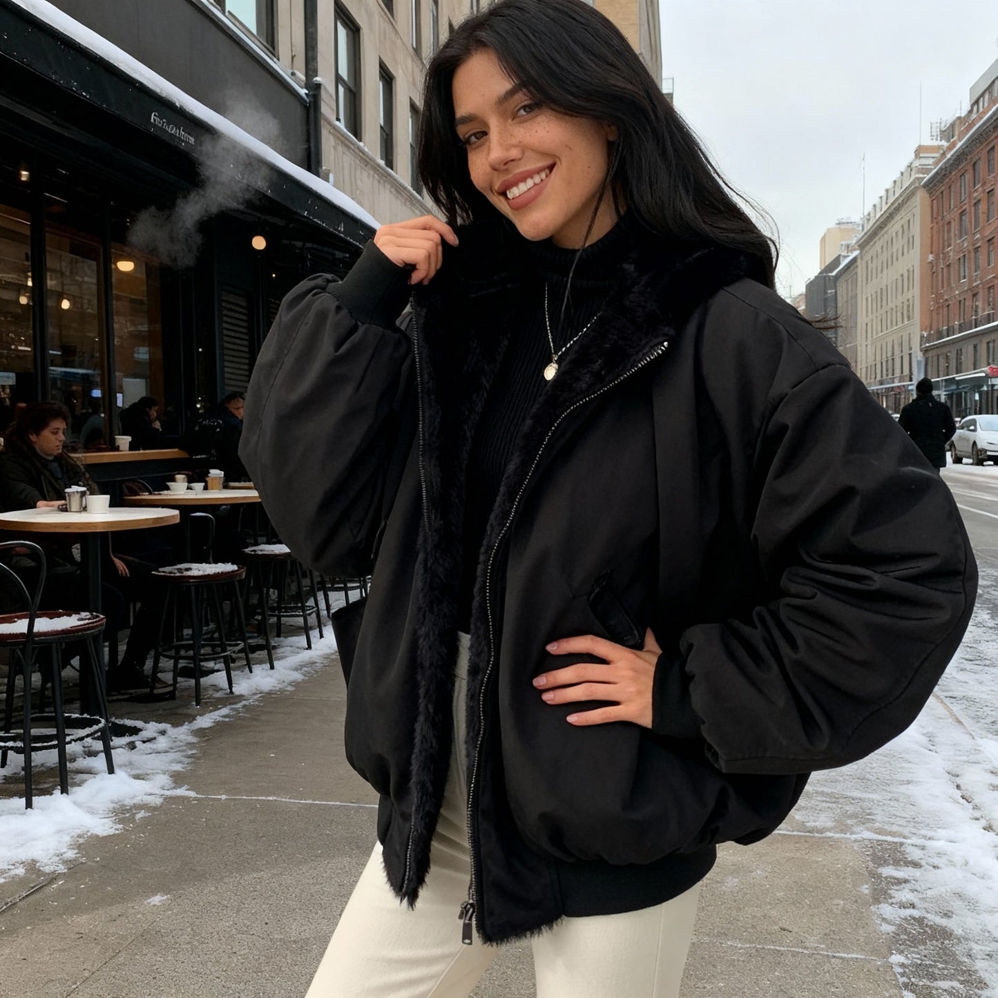 Thermal Winter Coat for Women, Oversized Fleece Jacket