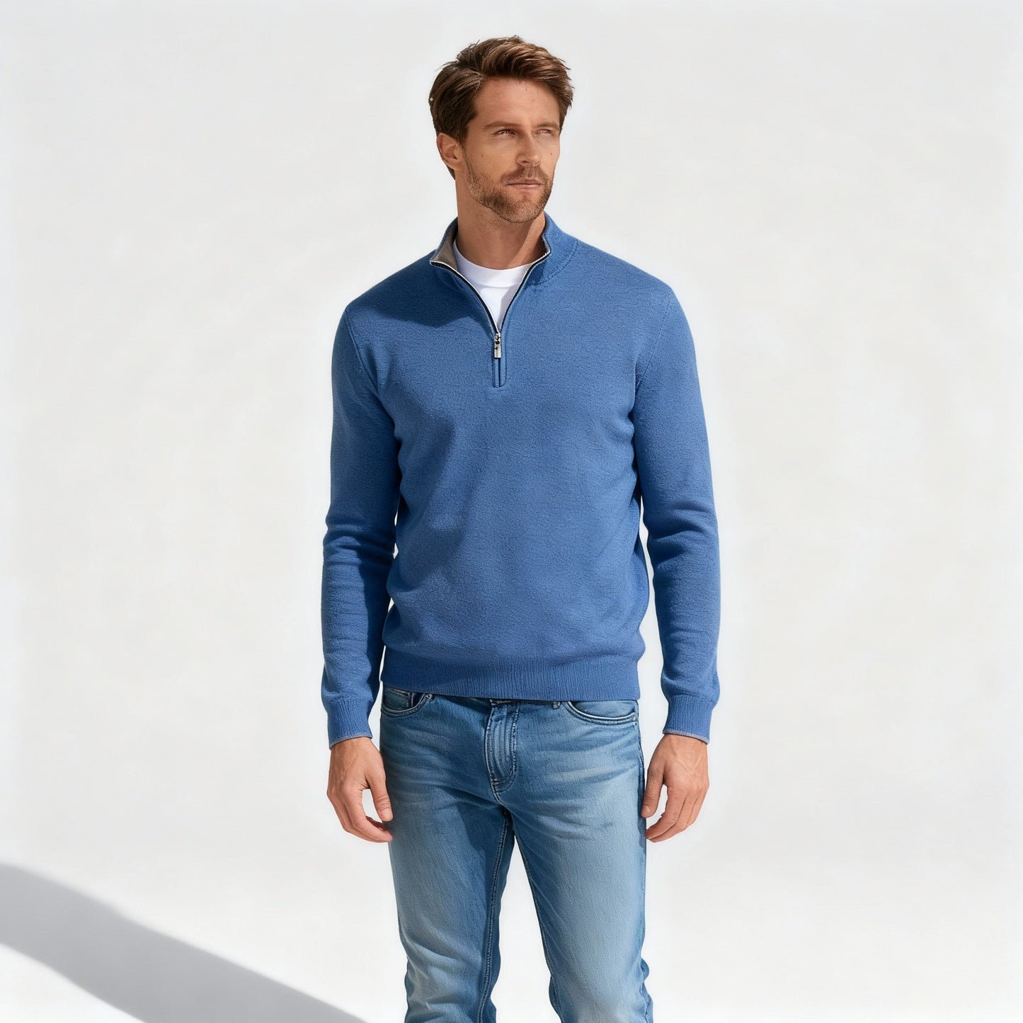Fashionable V-Neck Pullover Zip