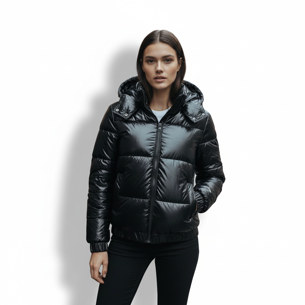 Warme Damen Winterjacke Isoliert Glänzend