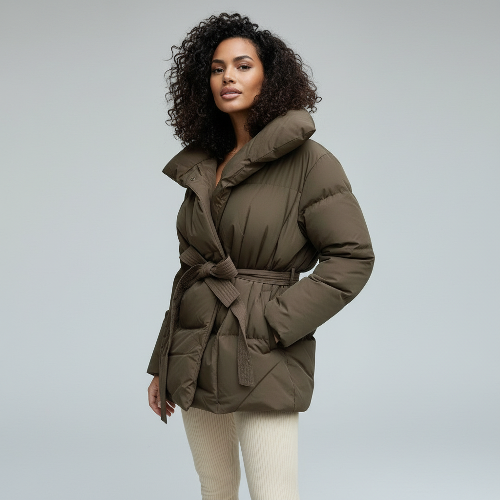 Women's Quilted Jacket Short Elegant Figure-Hugging