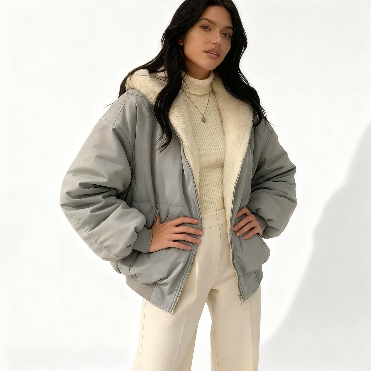 Warm Oversized Women's Winter Jacket Thermal Fleece