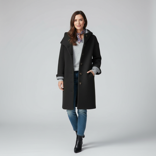 Damen Fleece Mantel Soft Hoodie - IdealeKleiden