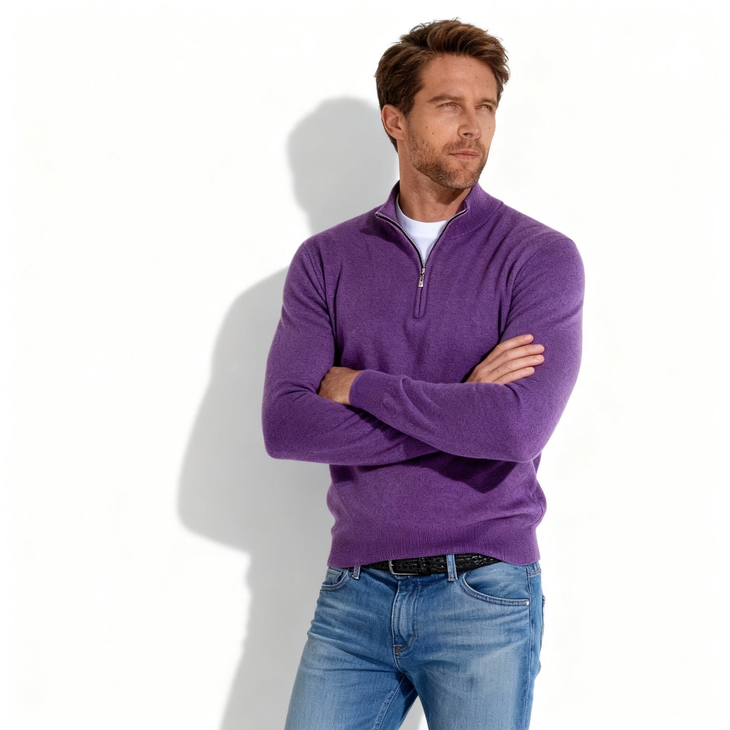 Fashionable V-Neck Pullover Zip