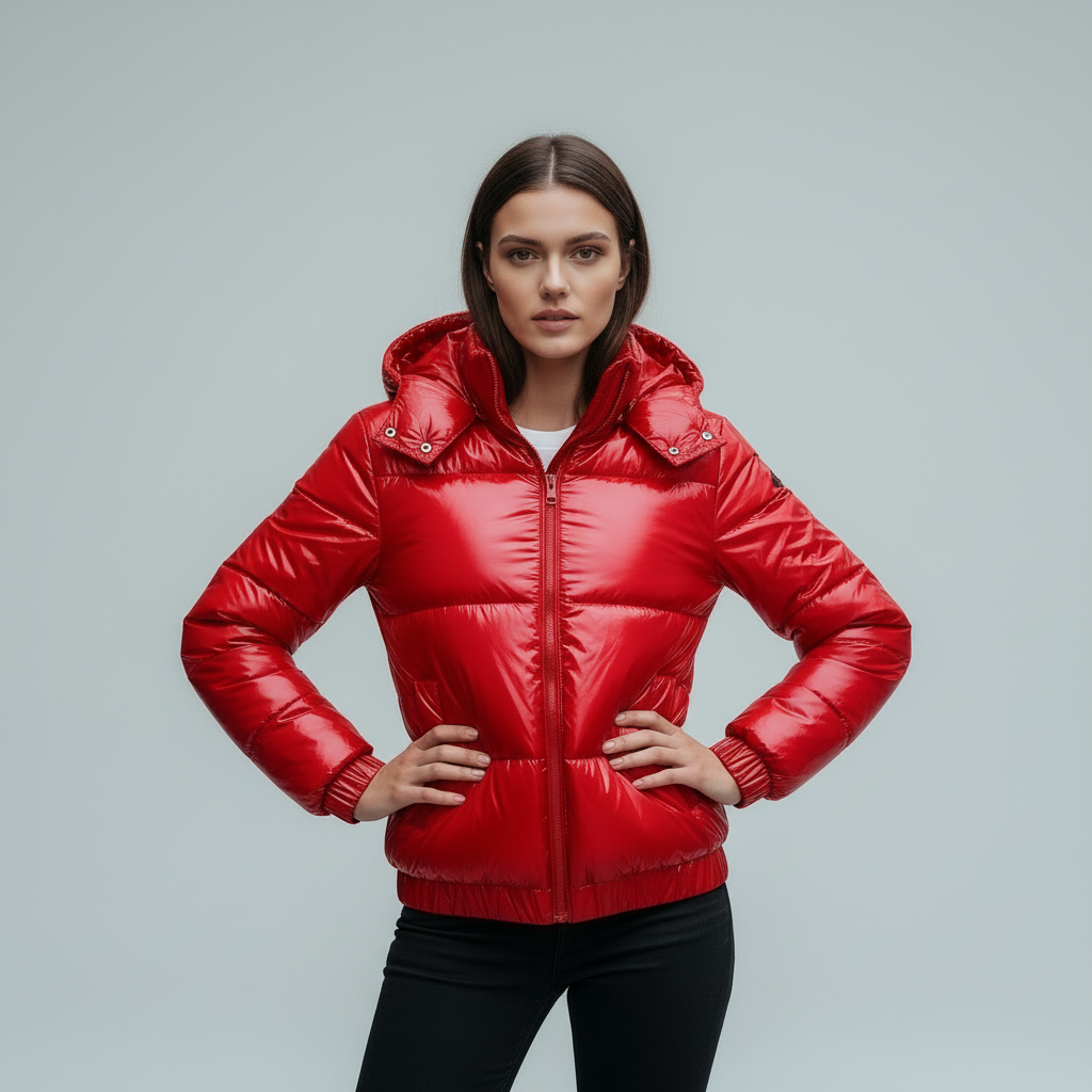 Warme Damen Winterjacke Isoliert Glänzend - IdealeKleiden