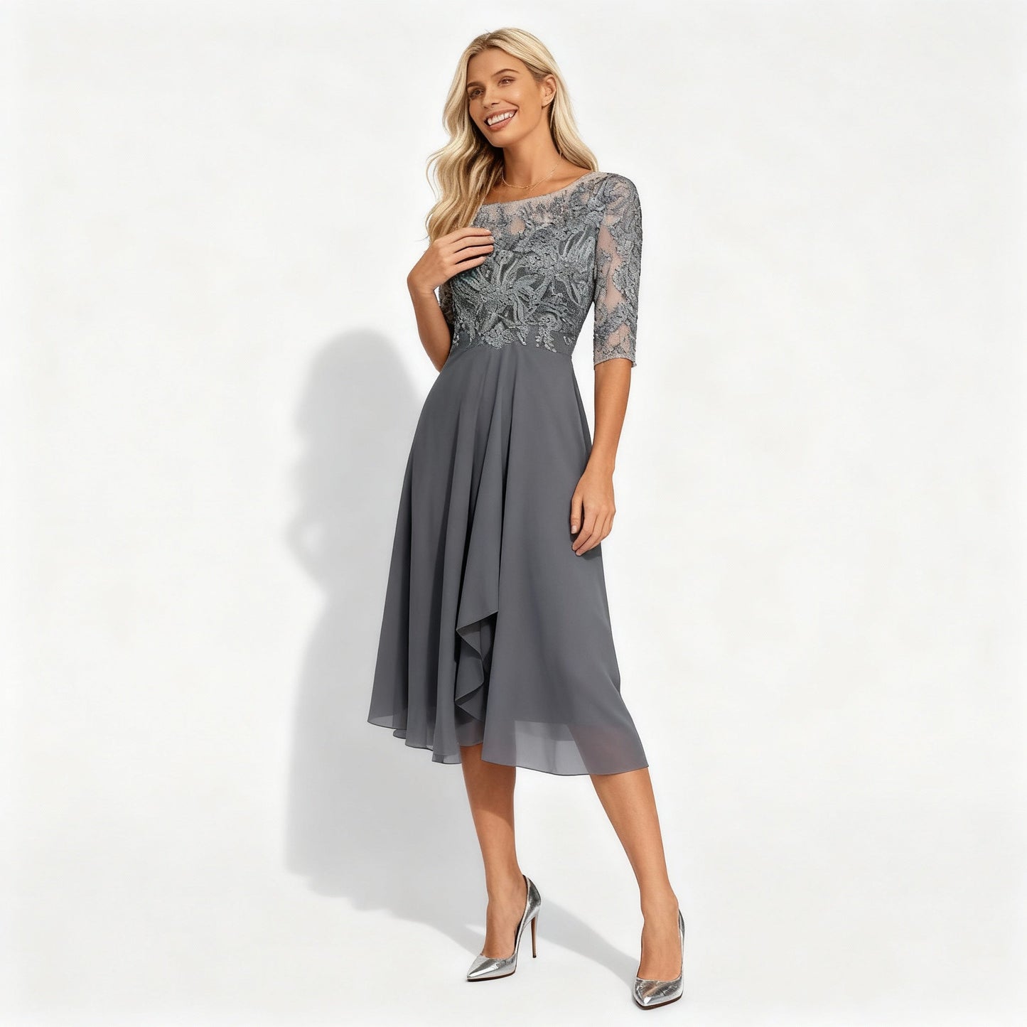 Elegant Women's Chiffon Midi Dress