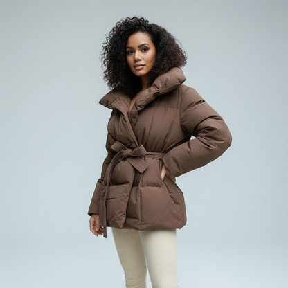 Women's Quilted Jacket Short Elegant Figure-Hugging