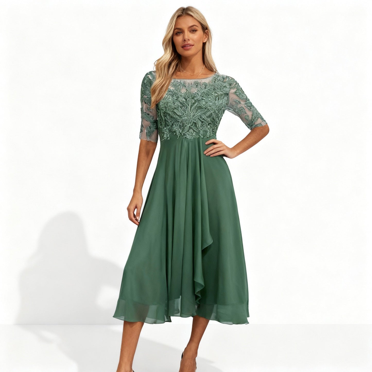 Elegant Women's Chiffon Midi Dress