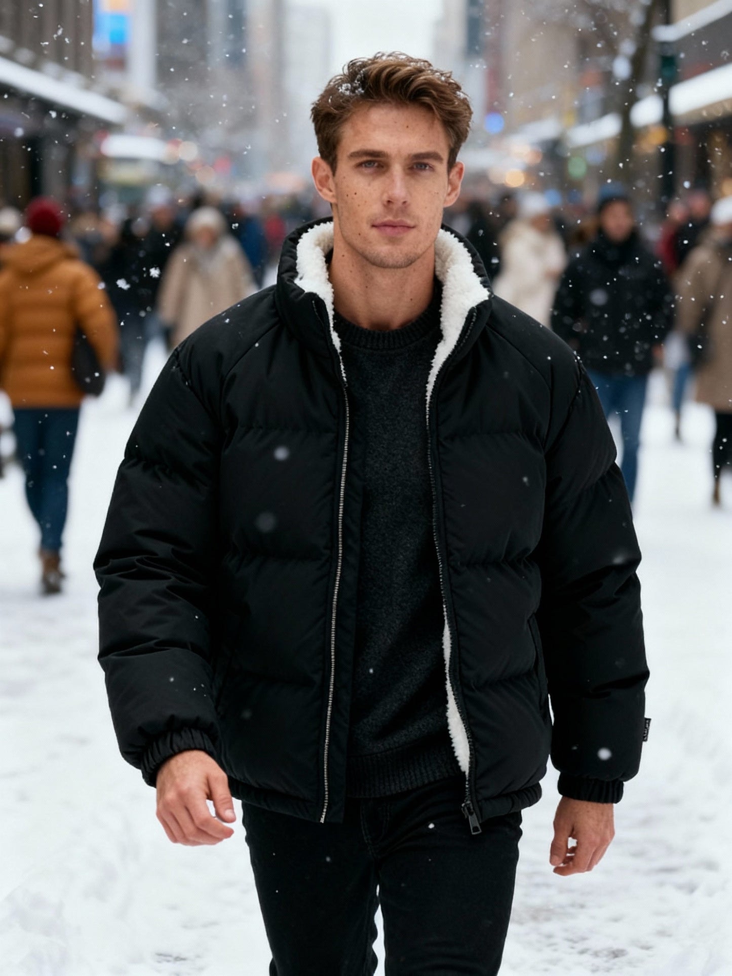 Men's Thermal Winter Jacket Lined Warm Insulated