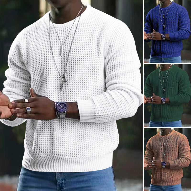Men's Long-Sleeved Round Neck Jumper with Large Design