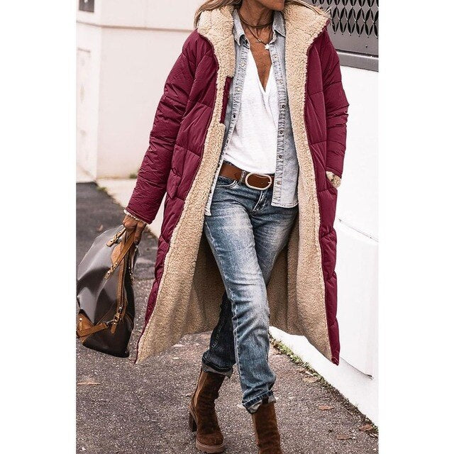 Women's Winter Sherpa Fleece Hooded Warm Coat