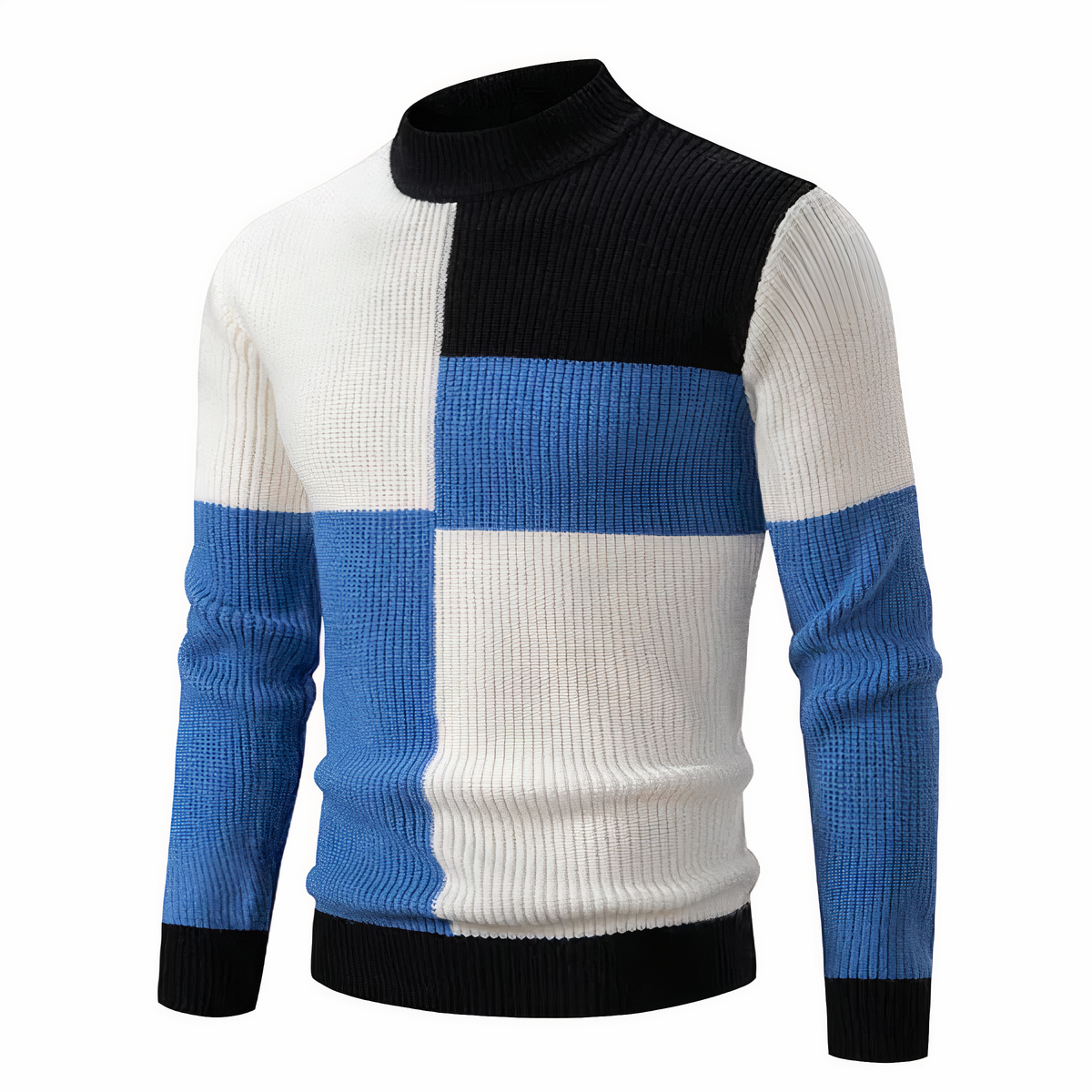 Stylish Patchwork Knit Sweater for Men