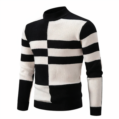 Stylish Patchwork Knit Sweater for Men