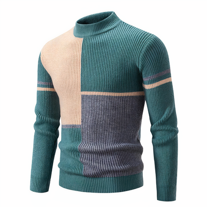 Stylish Patchwork Knit Sweater for Men