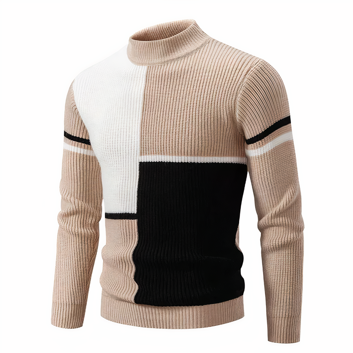 Stylish Patchwork Knit Sweater for Men