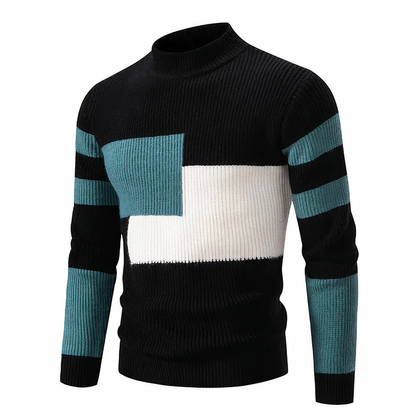 Stylish Patchwork Knit Sweater for Men