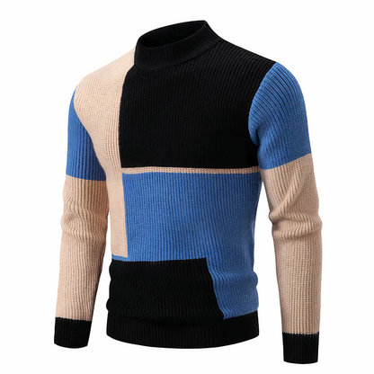 Stilvoller Strickpullover für Männer Modern Patchwork - IdealeKleiden