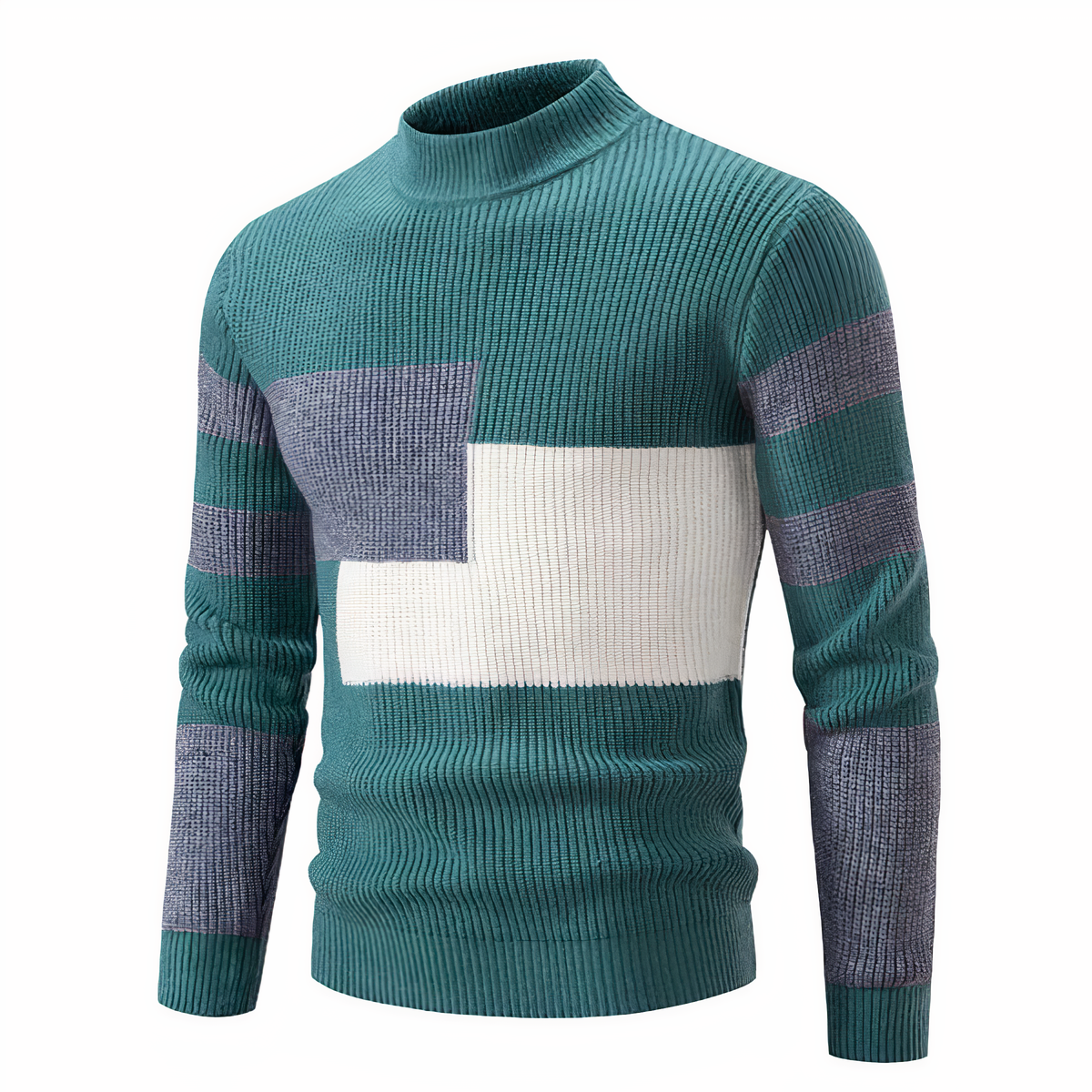 Stylish Patchwork Knit Sweater for Men