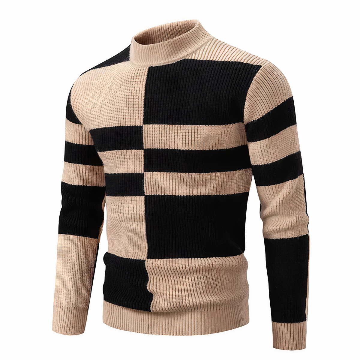 Stylish Patchwork Knit Sweater for Men