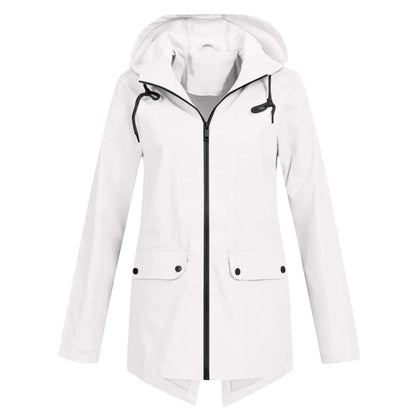 Women's Long Hooded Waterproof Raincoat