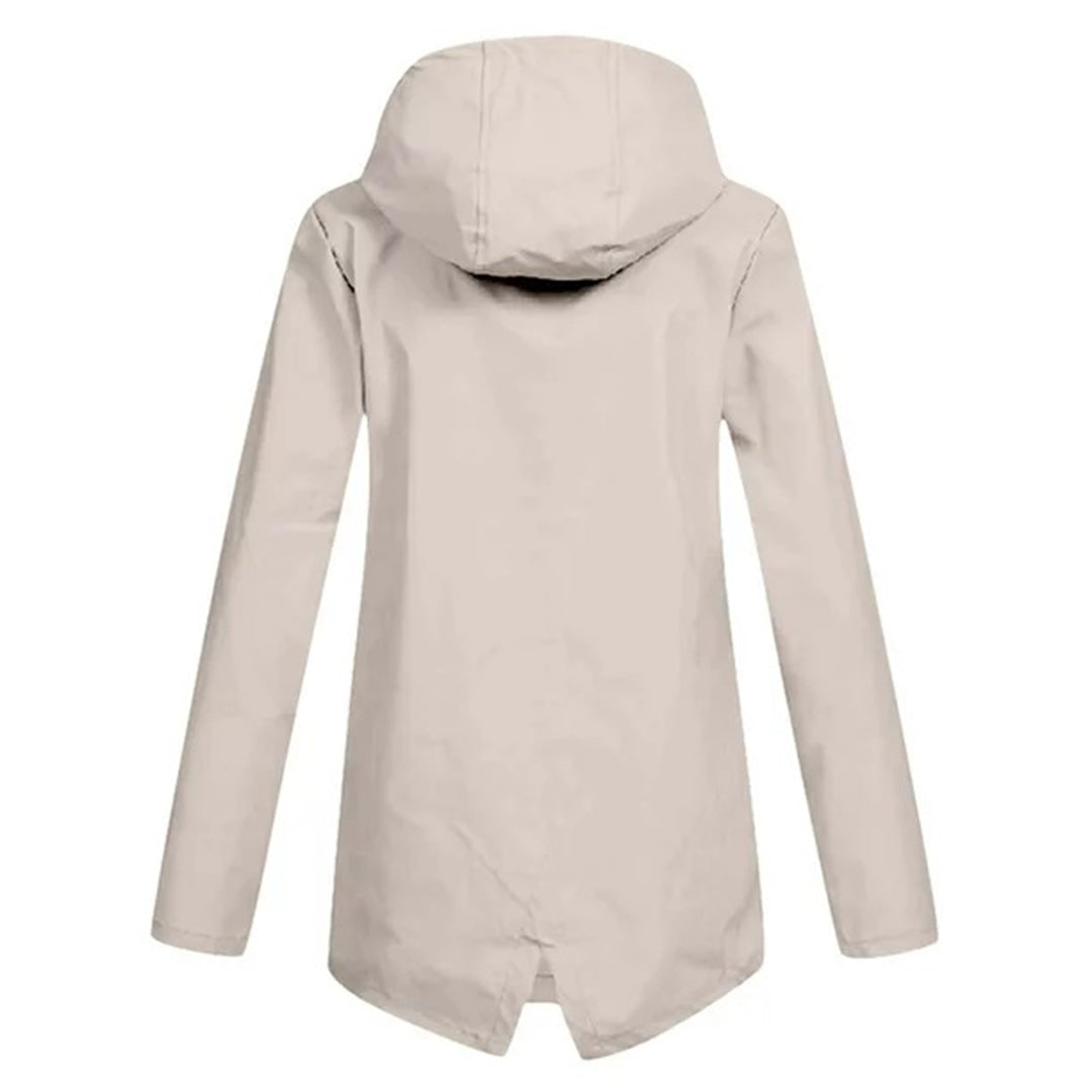 Wasserfeste Übergangsjacke Damen mit Kapuze und Reißverschluss - IdealeKleiden