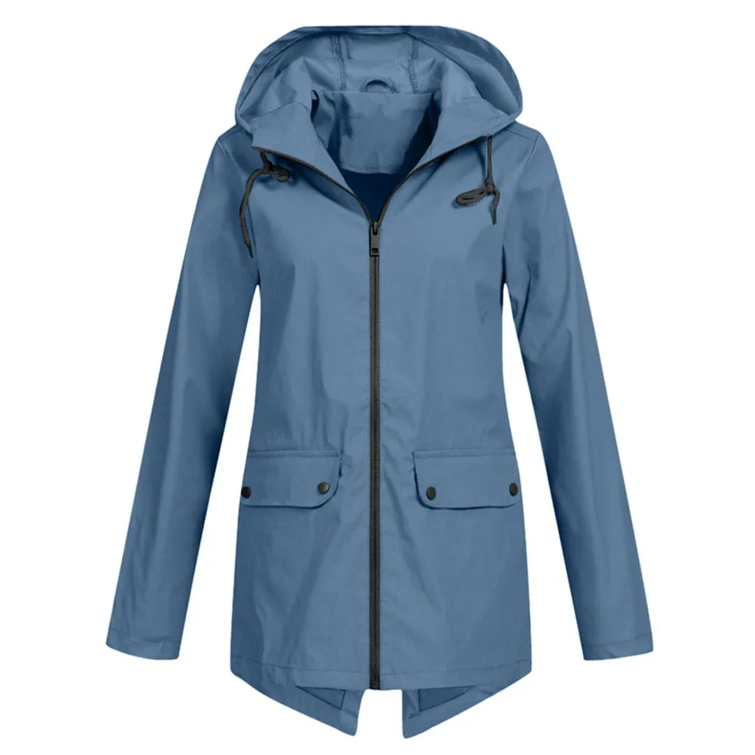 Women's Long Hooded Waterproof Raincoat